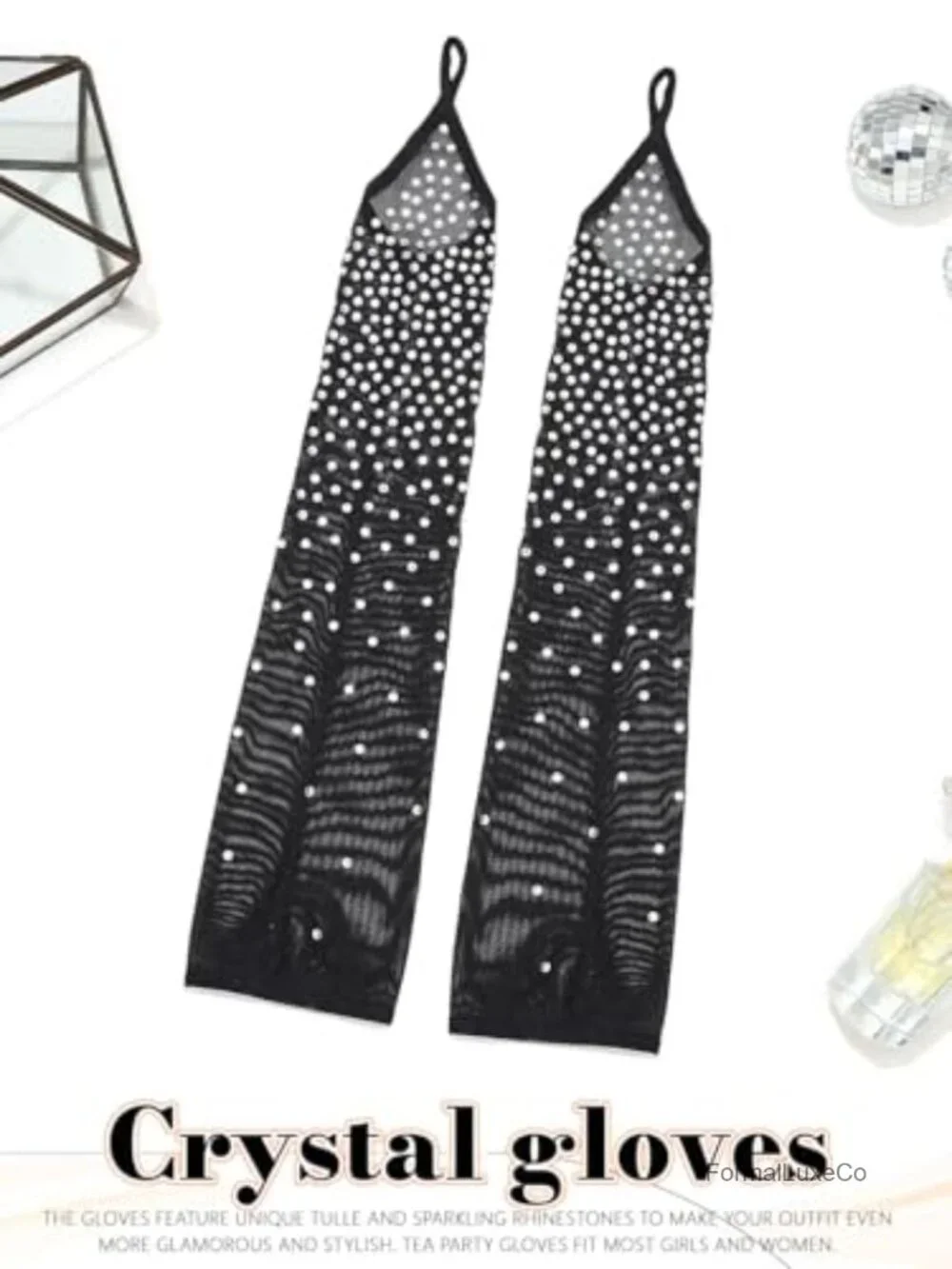 Fingerless Sheer Gloves Long Rhinestone Gloves for Women